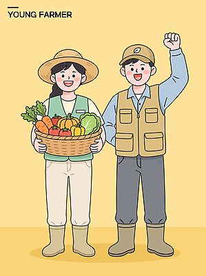 여자 남자 채소 과일 일러스트 미소 웃음 농작물 농장 바구니 농사 기쁨 수확 농촌 작업 청년농부 국내일러스트 AI파일 감정 농업 표정 사람 시골 농부 파일형식 벡터 직업 산업