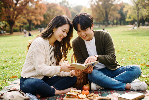 JPG 나무 편집이미지 커플 공원 여자 남자 음료 음식 데이트 자연 디저트 대화 사랑 책 소풍 가을 즐거움 의료성형뷰티 편집실사 AI인물포토 AI콘텐츠 식물 계절 공공시설 감정 관계 말하기 사람 야외활동 CG 생태계 파일형식 AI포토 모션 시설