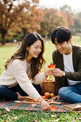 JPG 편집이미지 커플 공원 여자 남자 데이트 과일 자연 나뭇잎 함께함 사랑 웃음 잔디 소풍 가을 사과 즐거움 의료성형뷰티 편집실사 AI인물포토 AI콘텐츠 식물 계절 공공시설 감정 컨셉 잎 관계 표정 사람 야외활동 CG 생태계 파일형식 AI포토 시설