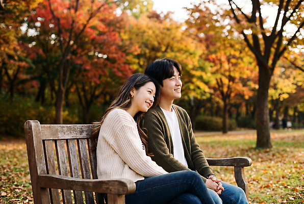 JPG 나무 편집이미지 커플 공원 여자 남자 여유 벤치 데이트 자연 나뭇잎 사랑 웃음 풍경 소풍 가을 의료성형뷰티 편집실사 AI인물포토 AI콘텐츠 식물 계절 공공시설 감정 잎 의자 관계 표정 사람 야외활동 CG 생태계 파일형식 AI포토 가구 시설 생활용품 오브젝트