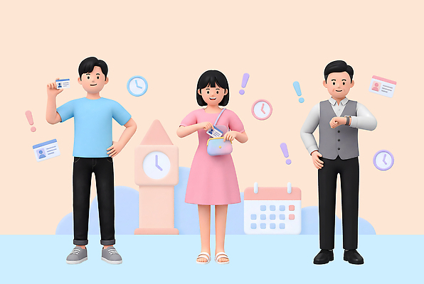 PSD 편집이미지 여자 남자 시계 가방 사람 기다림 확인 신분증 참여 지방선거 편집3D 잡화 모션 3D 선거 증명서 파일형식 민주주의 디지털합성