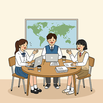 학생 여학생 여자 교육 남자 교복 음료 남학생 세계지도 지도 일러스트 교실 청소년 탁자 회의 수업 함께함 노트북 학습 정보 그룹 토론 장애인 의견 나누기 소통 개선 국내일러스트 AI파일 옷 가구 컨셉 비즈니스 학교 사람 전자제품 세계 장애 파일형식 벡터 생활용품 오브젝트