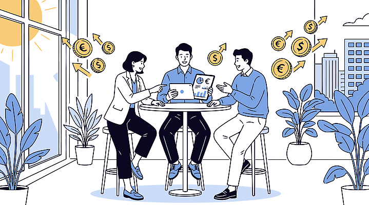 식물 기호 돈 일러스트 비즈니스 창문 탁자 회의 협력 아이디어 직장 대화 사람 사무실 태양 달러 동전 정보 유로 표 주식 분석 전략 국내일러스트 AI파일 자연요소 문자 가구 컨셉 회사 그래프 말하기 금융 재산 파일형식 벡터 생활용품 모션 경제 오브젝트