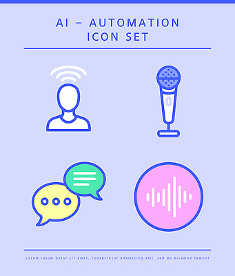 디자인 일러스트 기술 대화 세트 소리 마이크 기능 의사소통 자동화 AI_인공지능 사운드웨이브 국내일러스트 AI파일 음향기기 말하기 파일형식 벡터 모션 전자제품
