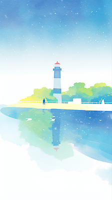 JPG 여유 바다 여행 백그라운드 일러스트 자연 하늘 휴식 수채화 등대 사람 풍경 해변 물 여름 파란색 강 산책 국내일러스트 AI일러스트 AI콘텐츠 자연요소 계절 감정 컬러 컨셉 생태계 파일형식