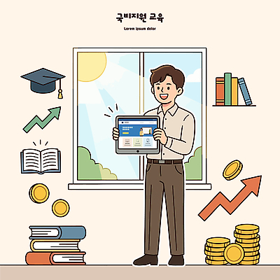 교육 남자 일러스트 창문 그래프 기술 책 학습 컴퓨터 동전 정보 성장 투자 시스템 온라인강의 지원 국내일러스트 AI파일 돈 비즈니스 사람 전자제품 강의 파일형식 벡터 언택트 재산 금융 경제