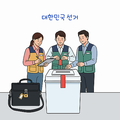 일러스트 한국 여러명 투표 선거 민주주의 직원 투표함 시민 의무 참여 투표소 유권자 지방선거 국내일러스트 AI파일 아시아 다수 사람 국민 파일형식 벡터 나라