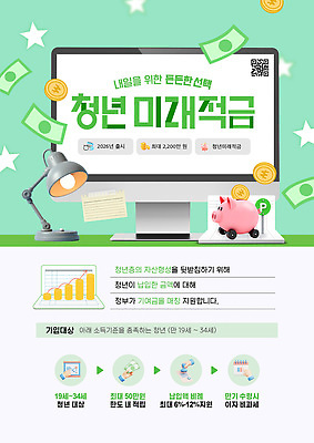 템플릿 설명 청년 금융 금융상품 적금 정부 지원 혜택 청년정책 이미지템플릿 청년도약계좌 AI파일 모션 성인 경제 상품 복지 파일형식 벡터 사람 사회이슈 컨셉