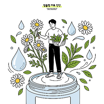 식물 꽃 일러스트 자연 나뭇잎 통 사람 뷰티 바구니 환경 물방울 피부 환절기 국내일러스트 AI파일 계절 잎 신체부위 생태계 파일형식 벡터