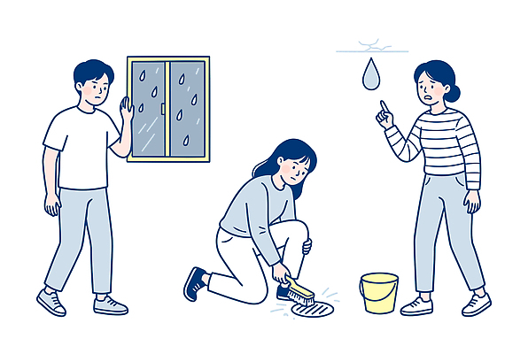 손 신발 일러스트 창문 날씨 바닥 실내 사람 청결 물방울 솔 비 청소도구 청소 곰팡이 환기 국내일러스트 AI파일 자연요소 내부 신체부위 도구 위생 파일형식 벡터