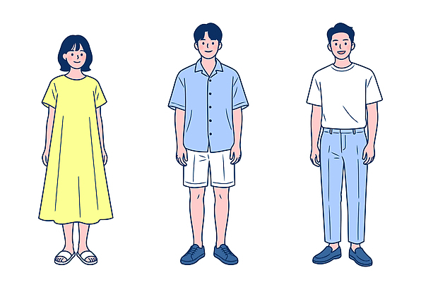옷 여자 패션 남자 셔츠 티셔츠 일러스트 반바지 사람 일상 캐주얼 청바지 스타일 국내일러스트 AI파일 상의 바지 라이프 파일형식 벡터 하의 생활