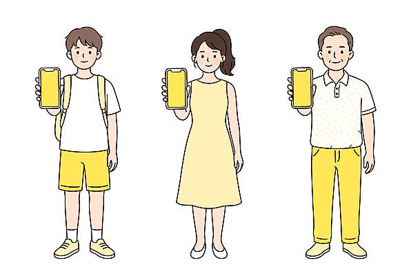 옷 여자 남자 일러스트 대화 들기 사람 일상 세명 스마트폰 청춘 스크린 전달 보여주기 소통 국내일러스트 AI파일 컨셉 모션 말하기 라이프 핸드폰 스마트기기 파일형식 벡터 생활 전자제품