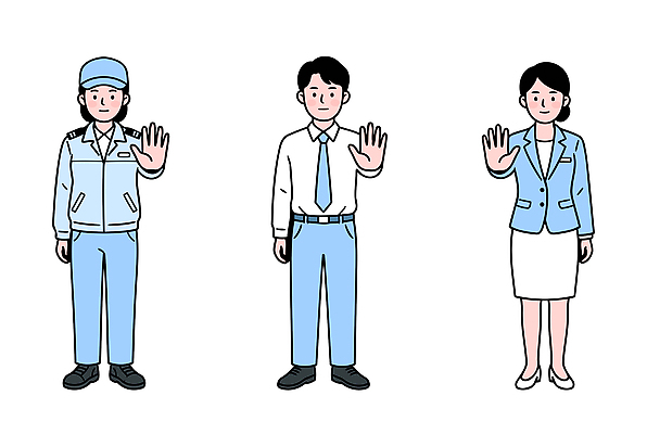 직업 손 옷 여자 남자 일러스트 사람 여러명 일상 금지 사회 경찰 손내밀기 신호 소통 국내일러스트 AI파일 다수 컨셉 손짓 라이프 신체부위 공동체 파일형식 벡터 모션 생활