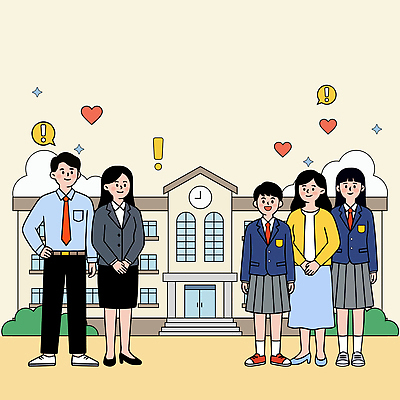 학생 교육 교복 일러스트 학교 청소년 서기 사람 친구 교사 하트 사회 그룹 느낌표 즐거움 민원 국내일러스트 AI파일 모양 직업 기호 옷 감정 관계 모션 요청 공동체 신고 파일형식 벡터 문자