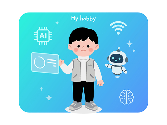 디자인 교육 어린이 일러스트 미래 기술 취미 학습 로봇 즐거움 과정 창의력 AI_인공지능 국내일러스트 AI파일 감정 컨셉 사람 파일형식 벡터