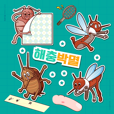 캐릭터 종이 곤충 일러스트 도구 살충 해충 예방 모기 전기파리채 국내일러스트 AI파일 동물 벌레 파일형식 벡터