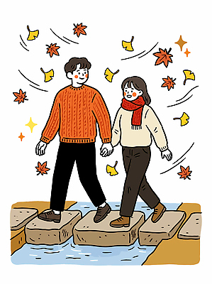 커플 공원 여자 남자 일러스트 자연 하늘 날리기 나뭇잎 웃음 풍경 물 걷기 손잡기 산책 돌 청계천 돌다리 국내일러스트 AI파일 자연요소 공공시설 잎 관계 모션 휴식 서울 표정 사람 강 다리 생태계 랜드마크 가교 파일형식 벡터 식물 건축물 컨셉 한국 시설 건축 아시아 나라
