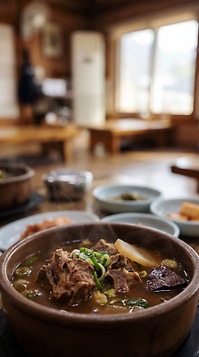 JPG 편집이미지 음식 식탁 반찬 요리 식사 분위기 맛 편안함 뚝배기 국밥 해장국 편집실사 AI포토 AI콘텐츠 한식 컨셉 탁자 감각 CG 국 파일형식 가구 생활용품 오브젝트