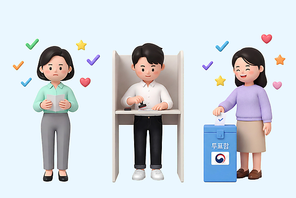 캐릭터 아시아 3D 투표 선거 민주주의 디지털합성 국민 파일형식 시민 투표소 감정 투표함 순서 참여 권리 사람 한국 PSD 편집3D 3D캐릭터 편집이미지 지방선거