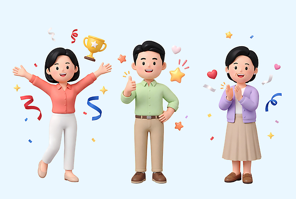 캐릭터 감정 종이 컨셉 모션 표정 사람 3D 최고 선거 민주주의 상패 디지털합성 파일형식 상 기쁨 축하 남자 여자 행복 웃음 우승 모임 손짓 반짝임 색종이 PSD 편집3D 3D캐릭터 편집이미지 지방선거