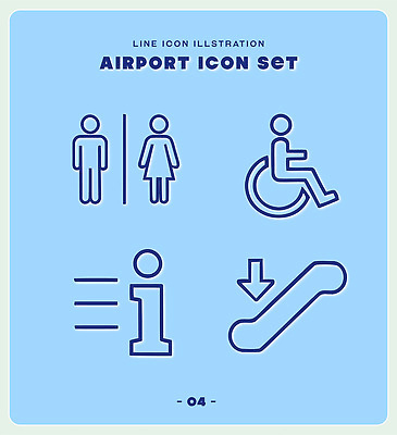 디자인 여자 남자 선 이동 일러스트 안내 세트 정보 공항 장애인 휠체어 화장실 에스컬레이터 국내일러스트 AI파일 컨셉 교통시설 사람 장애 파일형식 벡터 교통 시설