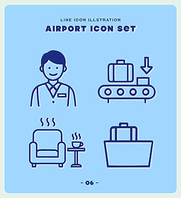 여행 가구 의자 일러스트 짐 공항 직원 서비스 대기실 수하물 국내일러스트 AI파일 생활용품 교통시설 공간 파일형식 벡터 교통 오브젝트 시설