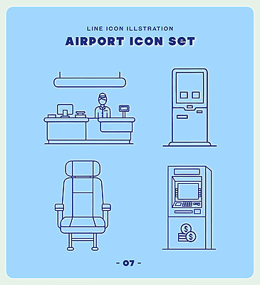 여행 의자 일러스트 공항 계산대 서비스 시설 승객 기내 ATM 체크인 터미널 국내일러스트 AI파일 가구 교통시설 공공장소 파일형식 벡터 생활용품 교통 장소 오브젝트
