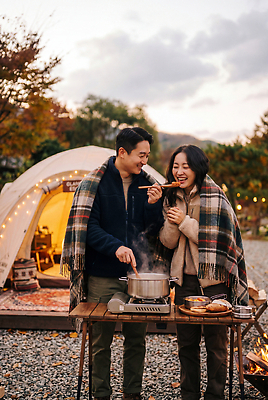 JPG 나무 편집이미지 부부 여자 남자 음식 자연 탁자 텐트 요리 웃음 야외 가을 저녁 담요 먹여주기 캠핑장 의료성형뷰티 글램핑 편집실사 AI인물포토 AI콘텐츠 식물 커플 계절 가구 표정 캠핑도구 사람 캠핑 밤 야간 먹기 CG 생태계 파일형식 AI포토 자연요소 생활용품 관계 모션 레저 도구 오브젝트