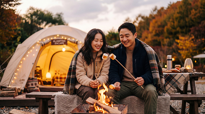 JPG 편집이미지 부부 여자 남자 자연 밤하늘 불꽃 텐트 대화 웃음 취미 야외 가을 저녁 모닥불 즐거움 마시멜로우 의료성형뷰티 글램핑 편집실사 AI인물포토 AI콘텐츠 커플 계절 감정 하늘 불 디저트 표정 캠핑도구 말하기 사람 캠핑 밤 야간 CG 생태계 파일형식 AI포토 자연요소 음식 관계 모션 레저 도구