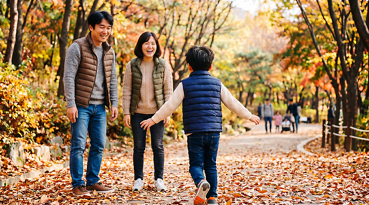 JPG 편집이미지 공원 여자 남자 행복 어린이 가족 자연 놀이 단풍나무 나뭇잎 웃음 풍경 소년 부모 산책 가을 패딩조끼 의료성형뷰티 편집실사 AI인물포토 AI콘텐츠 나무 계절 공공시설 감정 단풍 잎 관계 휴식 표정 사람 조끼 CG 생태계 패딩 파일형식 AI포토 식물 컨셉 점퍼 외투 시설 상의 옷