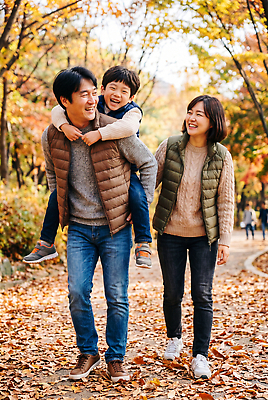JPG 편집이미지 공원 여자 남자 행복 아들 잎 가족 자연 놀이 단풍나무 엄마 거리 웃음 소년 산책 가을 자녀 아빠 업기 패딩조끼 의료성형뷰티 편집실사 AI인물포토 AI콘텐츠 나무 식물 계절 공공시설 감정 어린이 단풍 관계 모션 휴식 표정 사람 조끼 CG 생태계 패딩 파일형식 AI포토 컨셉 점퍼 외투 시설 상의 옷