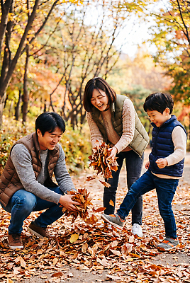 JPG 편집이미지 여자 남자 어린이 가족 자연 놀이 단풍나무 나뭇잎 웃음 풍경 소년 부모 산책 가을 즐거움 주말 패딩조끼 의료성형뷰티 편집실사 AI인물포토 AI콘텐츠 나무 계절 감정 단풍 잎 관계 휴식 표정 사람 조끼 CG 생태계 패딩 파일형식 AI포토 식물 컨셉 점퍼 외투 상의 옷