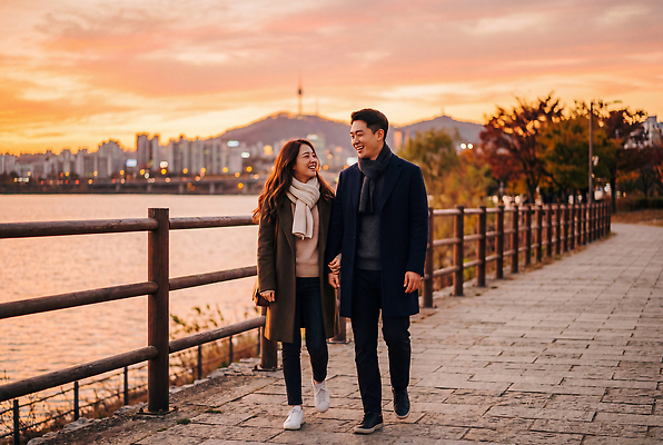 JPG 편집이미지 부부 여자 남자 데이트 하늘 풍경 강 걷기 손잡기 일몰 산책 산책로 로맨틱 도시 저녁 한강 의료성형뷰티 편집실사 AI인물포토 AI콘텐츠 커플 길 컨셉 모션 휴식 서울 사람 노을 밤 야간 CG 랜드마크 파일형식 AI포토 자연요소 관계 한국 아시아 나라
