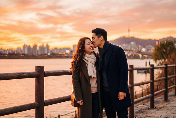 JPG 나무 편집이미지 부부 여자 남자 데이트 하늘 산 키스 사랑 풍경 물 강 일몰 산책 로맨틱 도시 저녁 강가 한강 의료성형뷰티 편집실사 AI인물포토 AI콘텐츠 자연요소 식물 커플 감정 컨셉 휴식 서울 사람 노을 밤 야간 CG 애정표현 랜드마크 파일형식 AI포토 관계 한국 표현 아시아 나라