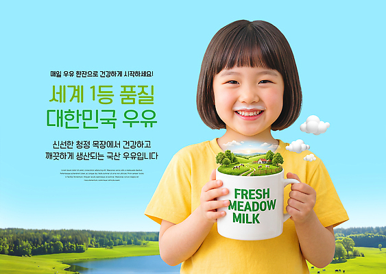 PSD 편집이미지 음료 어린이 자연 한국 건강 웃음 들기 풍경 초원 컵 농장 목장 우유 신선 알림 의료성형뷰티 이미지편집 식기 아시아 농업 모션 유제품 표정 사람 생태계 파일형식 나라 산업