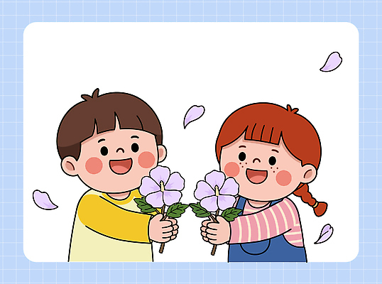 여자 남자 꽃 행복 어린이 일러스트 함께함 웃음 친구 학습 기쁨 역사 즐거움 무궁화 역사교육 국내일러스트 AI파일 식물 교육 감정 컨셉 관계 표정 사람 파일형식 벡터