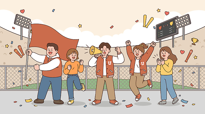 스포츠 일러스트 응원 놀이 협력 축제 확성기 운동장 활발 기쁨 즐거움 응원단 인기 문화의날 국내일러스트 문화가있는날 AI파일 감정 컨셉 스포츠시설 공간 파일형식 벡터 법정기념일 기념일 시설 이벤트