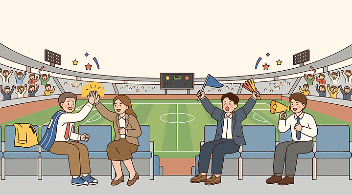 여자 남자 스포츠 일러스트 응원 협력 경기 여러명 축구 소리 경기장 기쁨 깃발 팬 분위기 군중 열정 하이파이브 관람 문화의날 국내일러스트 문화가있는날 AI파일 감정 다수 컨셉 스포츠시설 사람 손짓 구기 파일형식 벡터 법정기념일 기념일 모션 시설 이벤트