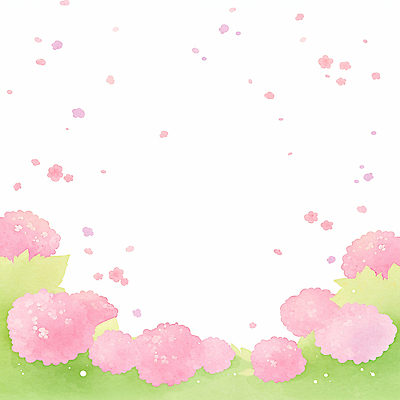 JPG 식물 디자인 꽃잎 분홍색 꽃백그라운드 일러스트 자연 수채화 풍경 봄 떨어짐 그림 화단 수국 꽃프레임 국내일러스트 AI일러스트 AI콘텐츠 계절 꽃 컬러 백그라운드 컨셉 프레임 생태계 파일형식