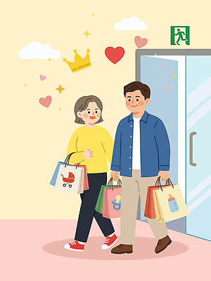 커플 가방 일러스트 사람 쇼핑 쇼핑백 아기용품 소비 상품 쇼핑몰 즐거움 페어 국내일러스트 AI파일 잡화 감정 관계 오브젝트 박람회 파일형식 벡터