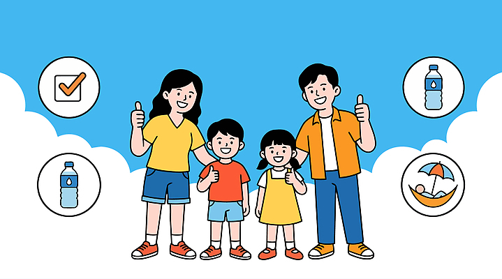 여자 남자 행복 음료 어린이 일러스트 손가락 가족 건강 웃음 안전 야외 여름 소풍 물병 즐거움 폭염주의보 국내일러스트 AI파일 손 계절 감정 관계 표정 사람 야외활동 자연재해 물통 파일형식 벡터 신체부위 재해