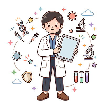 남자 일러스트 의학 세포 기술 건강 실험기구 실험 태블릿 약 자료 실험복 바이러스 DNA 과학자 분석 미생물 생명과학 접종 국내일러스트 HPV AI파일 직업 과학 컨셉 생물 사람 전자제품 스마트기기 가운 생명공학 학자 파일형식 벡터 옷