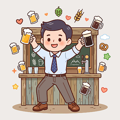 남자 일러스트 맥주 주류 웃음 사람 파티 바 술집 보리 국내일러스트 AI파일 음료 곡류 표정 이벤트 파일형식 벡터