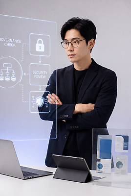JPG 편집이미지 남자 인터넷 기술 경고 사무실 팔짱 스크린 자료 장비 정보 작업 체크 보안 시스템 의료성형뷰티 편집실사 AI컴퓨터그래픽 AI콘텐츠 비즈니스 모션 안전 사람 CG 파일형식