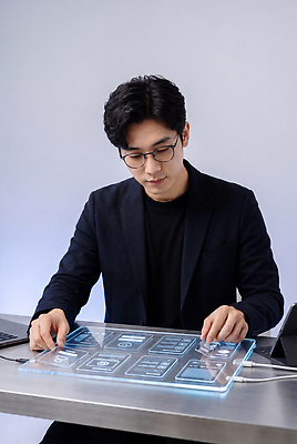 JPG 편집이미지 디자인 남자 조명 기술 전자제품 컴퓨터 사무실 디지털 자료 작업 집중 모던 소프트웨어 의료성형뷰티 편집실사 AI컴퓨터그래픽 AI콘텐츠 컨셉 비즈니스 사람 CG 파일형식
