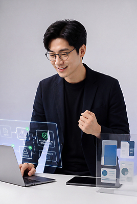JPG 편집이미지 디자인 비즈니스 기술 실험 사람 노트북 사무실 디지털 스크린 정보 작업 집중 소통 소프트웨어 의료성형뷰티 편집실사 AI컴퓨터그래픽 AI콘텐츠 컨셉 전자제품 CG 파일형식