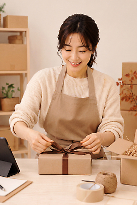 JPG 편집이미지 손 여자 리본 종이 포장 표정 선물 상자 기쁨 도구 작업 자르기 준비 테이프 의료성형뷰티 편집실사 AI인물포토 AI콘텐츠 감정 모션 문구용품 사람 신체부위 CG 파일형식 AI포토 오브젝트
