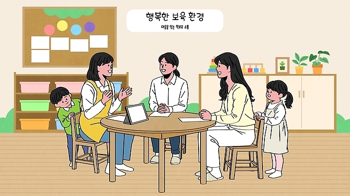 교육 행복 어린이 일러스트 놀이 커뮤니케이션 실내 대화 부모 환경 교사 유치원 육아 유치원선생님 보육원 보육교사 상호작용 국내일러스트 AI파일 직업 감정 가족 말하기 사람 내부 파일형식 벡터 관계 모션