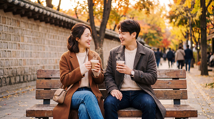 JPG 나무 편집이미지 커플 여자 남자 행복 커피 단풍 벤치 거리 대화 웃음 친구 산책 코트 가을 돌담길 의료성형뷰티 편집실사 AI인물포토 AI콘텐츠 식물 계절 감정 길 음료 잎 의자 관계 휴식 돌담 표정 말하기 사람 외투 CG 파일형식 AI포토 가구 컨셉 상의 모션 담장 돌 바위 옷 생활용품 오브젝트