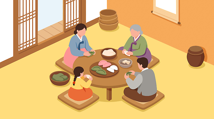 전통 명절 문화 어린이 음식 일러스트 재료 가족 탁자 한국 요리 성인 추석 식사 송편 만들기 송편빚기 음식준비 국내일러스트 AI파일 기념일 아시아 가구 관계 모션 떡 사람 준비 요리중 파일형식 벡터 나라 생활용품 이벤트 오브젝트